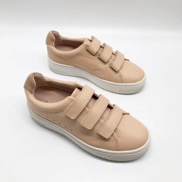 SANDRO Anita Rose Leather Velcro Trainers Sneakers  - Picture 2 of 11